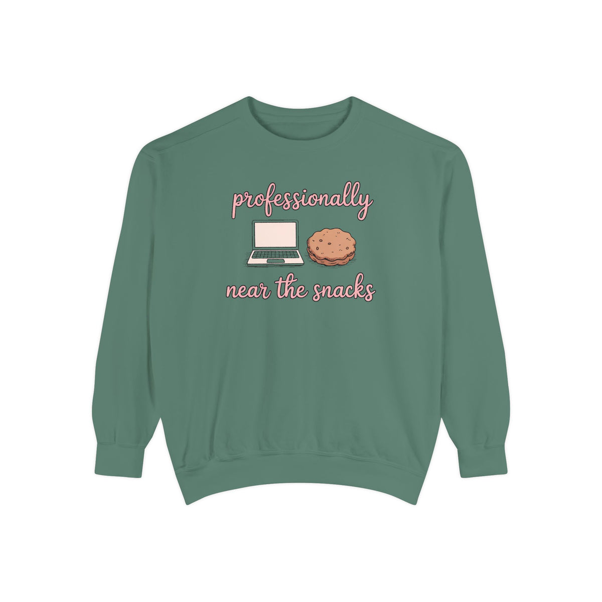 Remote Worker Sweatshirt, Professionally Near The Snacks, Funny Work From Home Gift, Sarcastic Office Crewneck, Coworker Christmas Gift, WF…