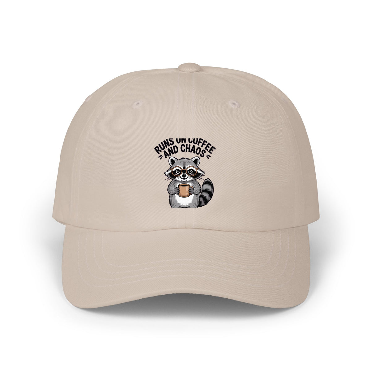 Nurse Raccoon Energy Dad Hat, Funny Coffee Lover Cap, Runs on Coffee and Chaos Embroidered Hat, Nurse Gift Cap, Raccoon Lover Gift