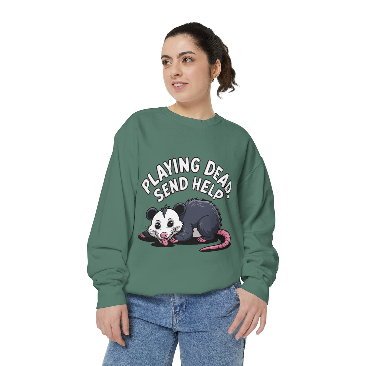 Funny Opossum Sweatshirt, Playing Dead Send Help Crewneck, Cute Possum Lover Gift, Funny Animal Sweatshirt for Introverts