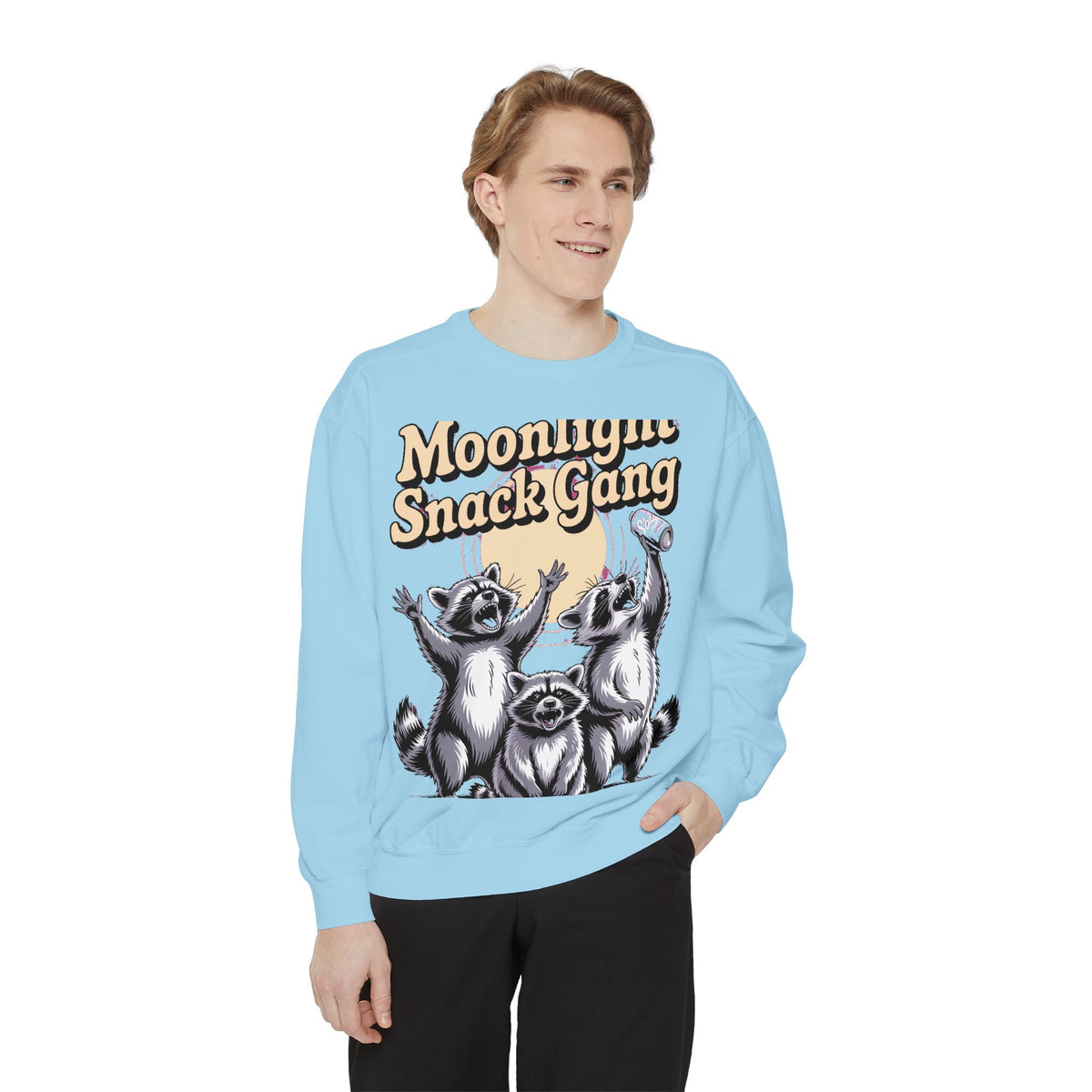 Retro Raccoon Sweatshirt, Moonlight Snack Gang Crewneck, Vintage 90s Raccoon Graphic Pullover, Funny Trash Panda Gift