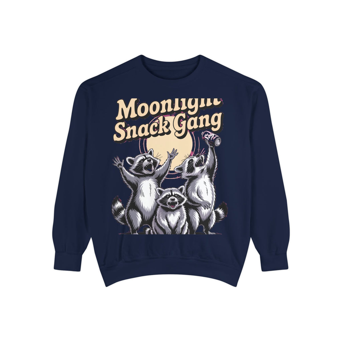 Retro Raccoon Sweatshirt, Moonlight Snack Gang Crewneck, Vintage 90s Raccoon Graphic Pullover, Funny Trash Panda Gift