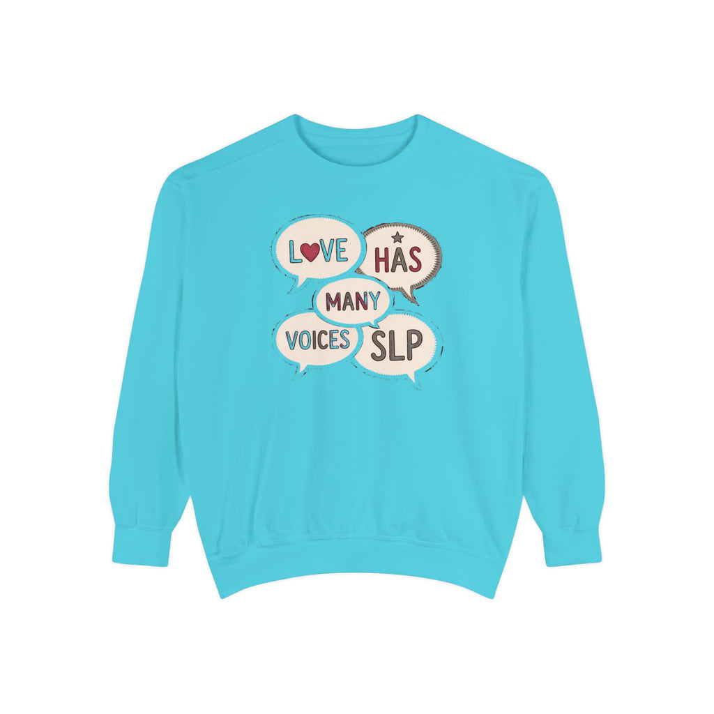 SLP Sweatshirt, Valentine's Day Gift For Speech Language Pathologist, Love Has Many Voices Crewneck, Speech Therapist Valentine Gift, SLP A…