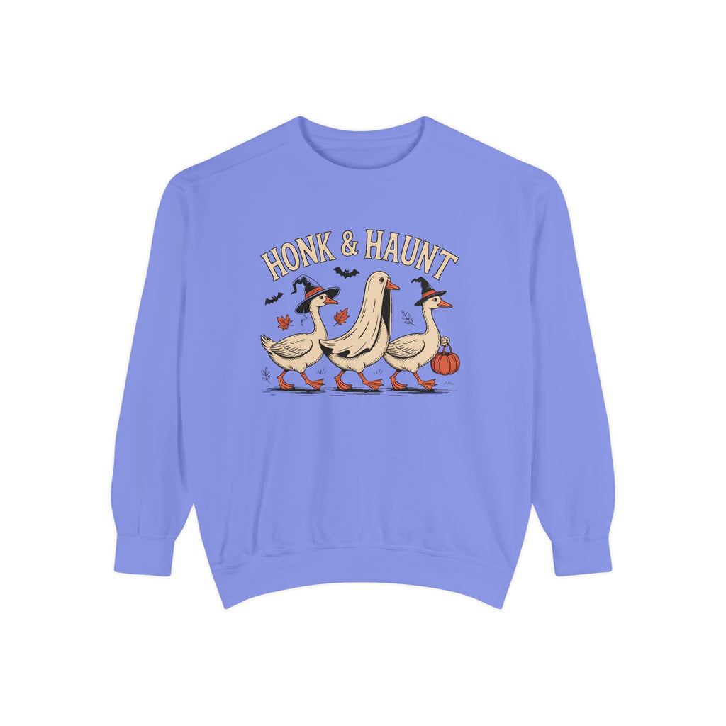 Honk & Haunt Geese Sweatshirt, Funny Halloween Goose Crewneck, Vintage Spooky Season Sweatshirt, Bird Lover Halloween Gift