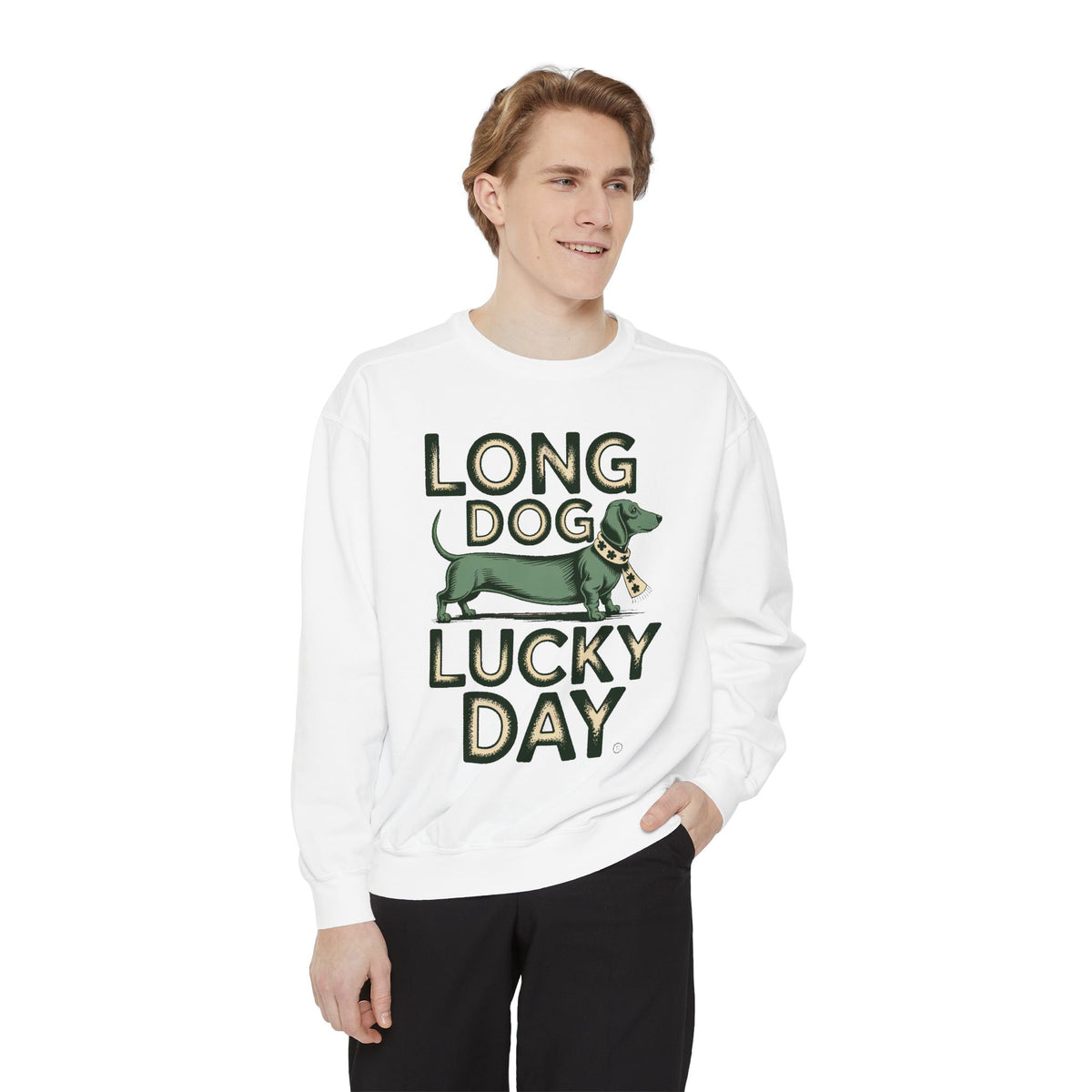 Dachshund Sweatshirt, St Patrick's Day Gift For Dog Owner, Long Dog Lucky Day Crewneck, Wiener Dog Lover Gift, Funny Dachshund Shirt