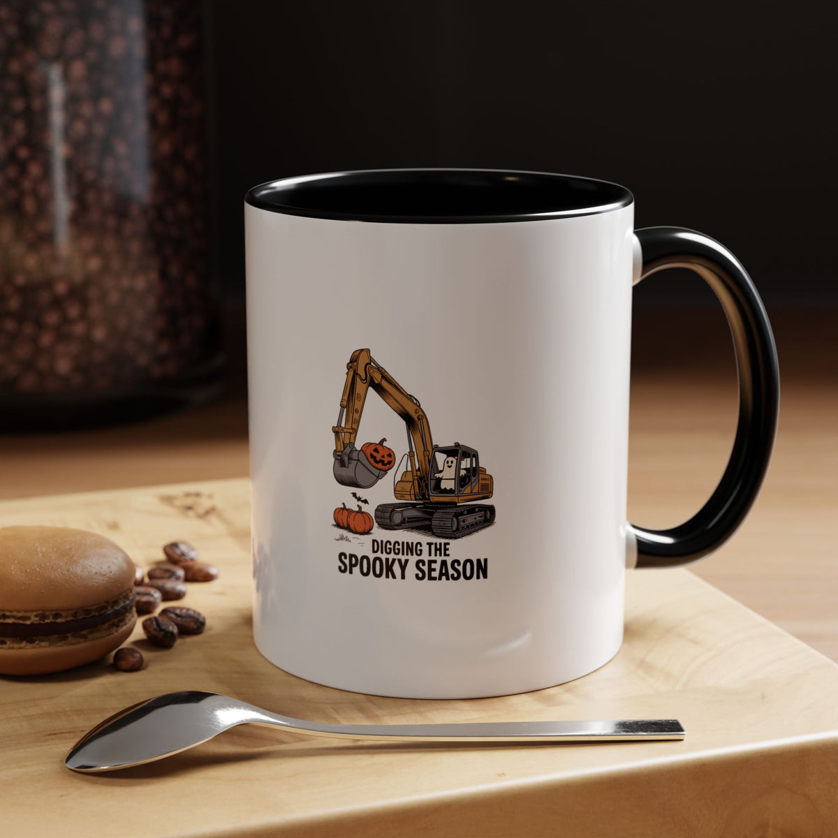 Halloween Excavator Mug, Digging The Spooky Season Coffee Cup, Funny Construction Halloween Gift, Jack-o'-Lantern Mug