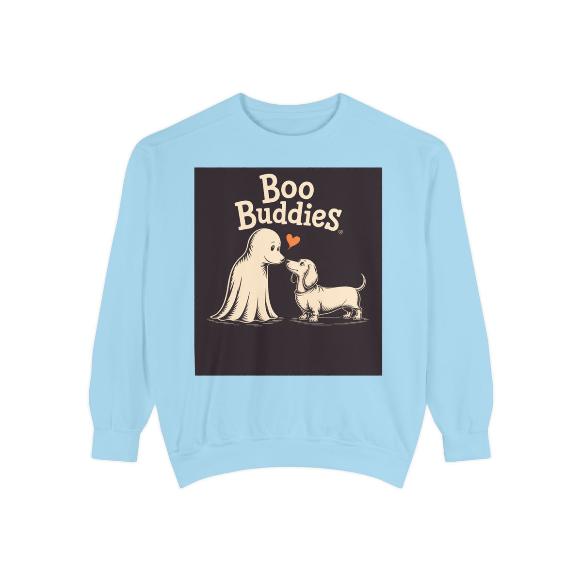 Boo Buddies Dog And Ghost Sweatshirt, Cute Dachshund Halloween Crewneck, Funny Ghost Dog Lover Halloween Gift