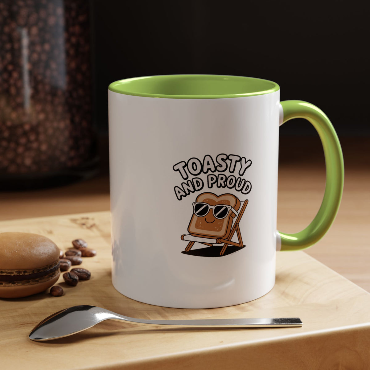 Toasty And Proud Mug, Funny Toast Sunglasses Coffee Mug, Cute Breakfast Lover Gift, Beach Chair Toast Cup, Funny Kitchen Mug