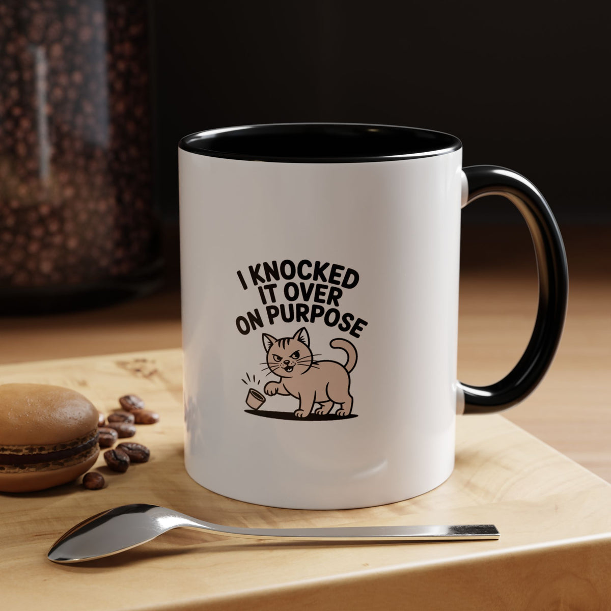 I Knocked It Over On Purpose Mug, Funny Cat Coffee Mug, Cute Cat Lover Gift, Sarcastic Cat Mug, Mischievous Cat Ceramic Mug