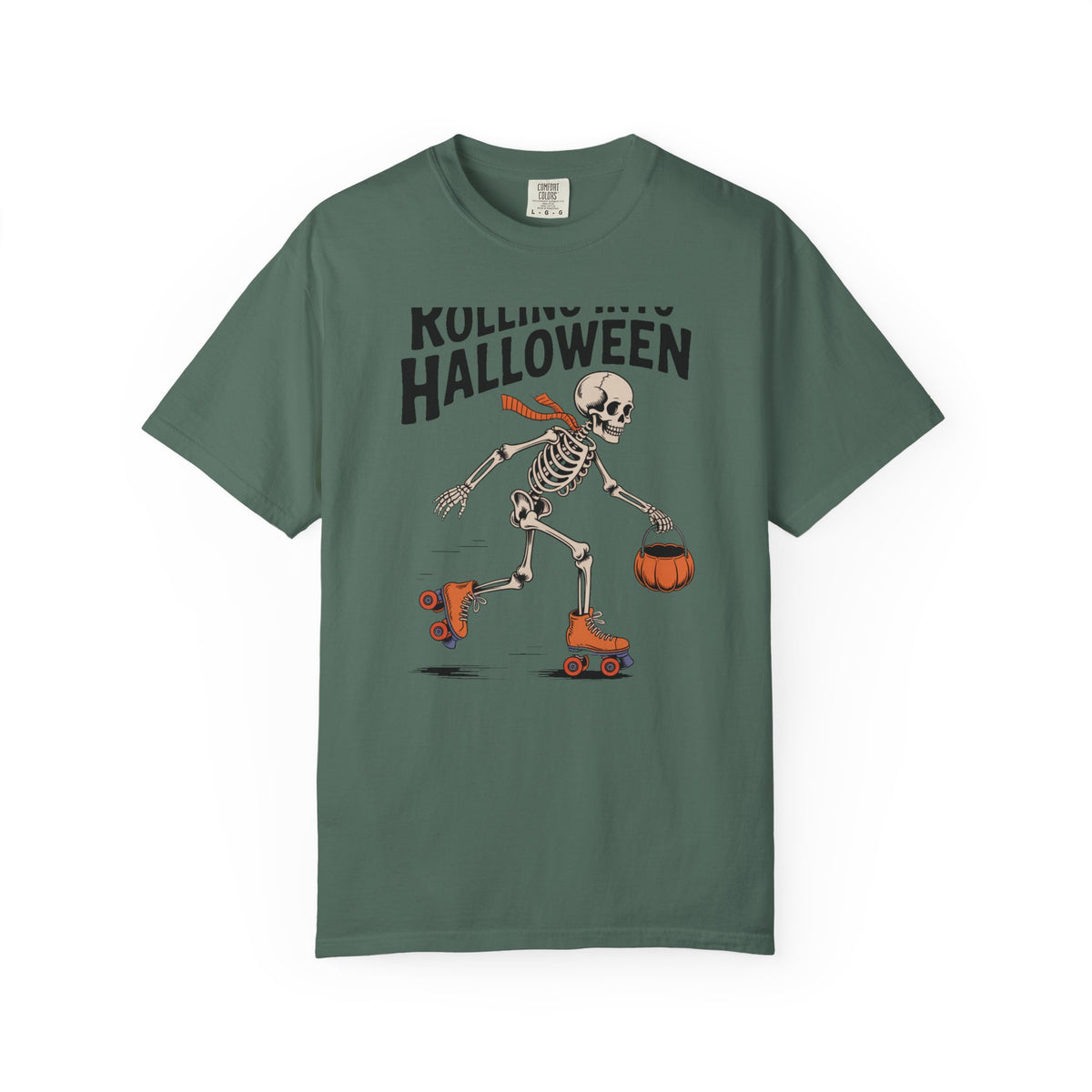 Rolling Into Halloween Skeleton Shirt, Retro Roller Skate Skeleton Tee, Funny Halloween T-Shirt, Vintage Spooky Season Gift