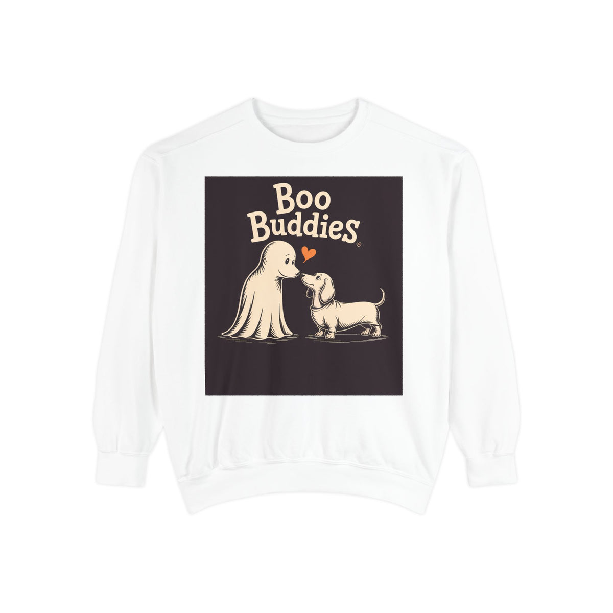 Boo Buddies Dog And Ghost Sweatshirt, Cute Dachshund Halloween Crewneck, Funny Ghost Dog Lover Halloween Gift