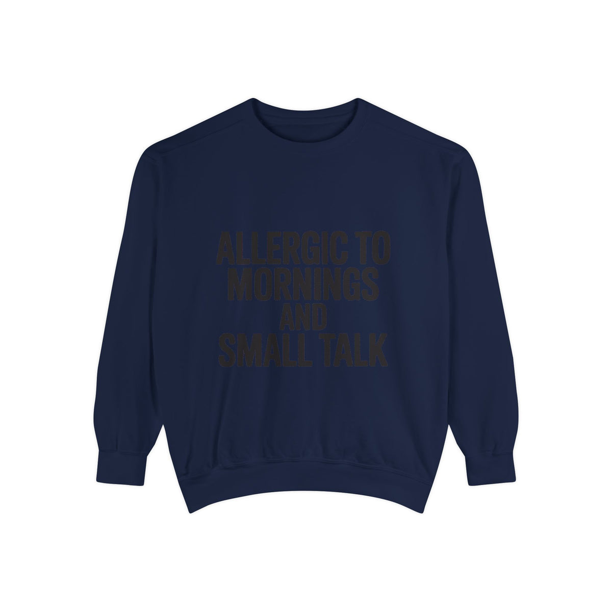 Allergic To Mornings And Small Talk Sweatshirt, Funny Embroidered Crewneck, Sarcastic Quote Sweatshirt, Introvert Gift