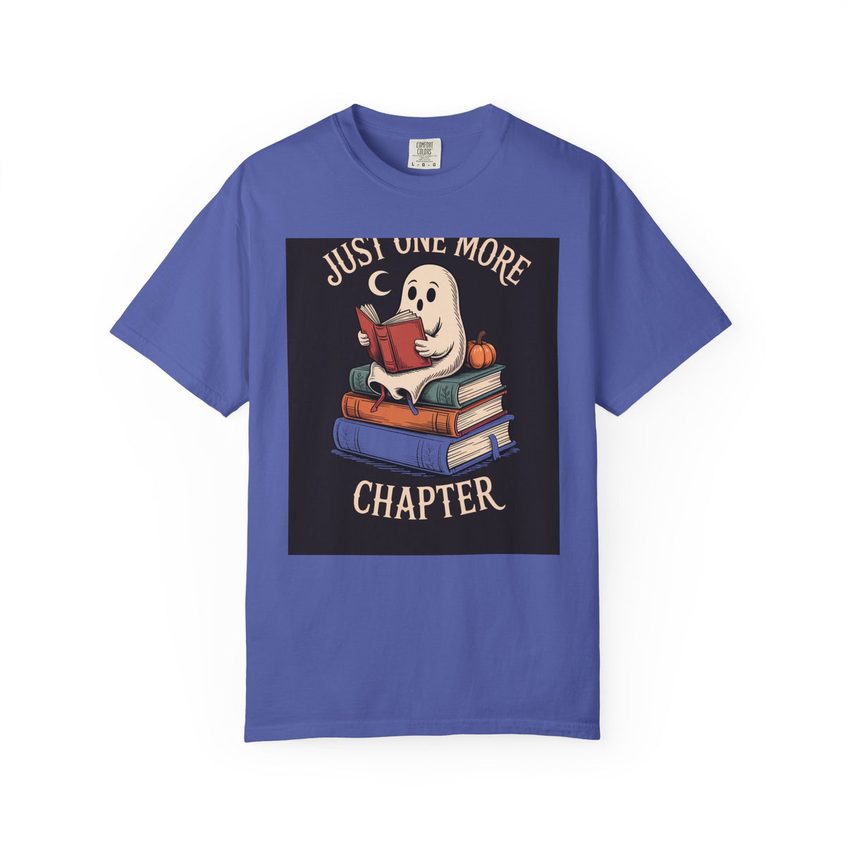 Just One More Chapter Ghost Shirt, Halloween Reading Tee, Bookish Ghost T-Shirt, Cozy Spooky Season Gift for Book Lovers