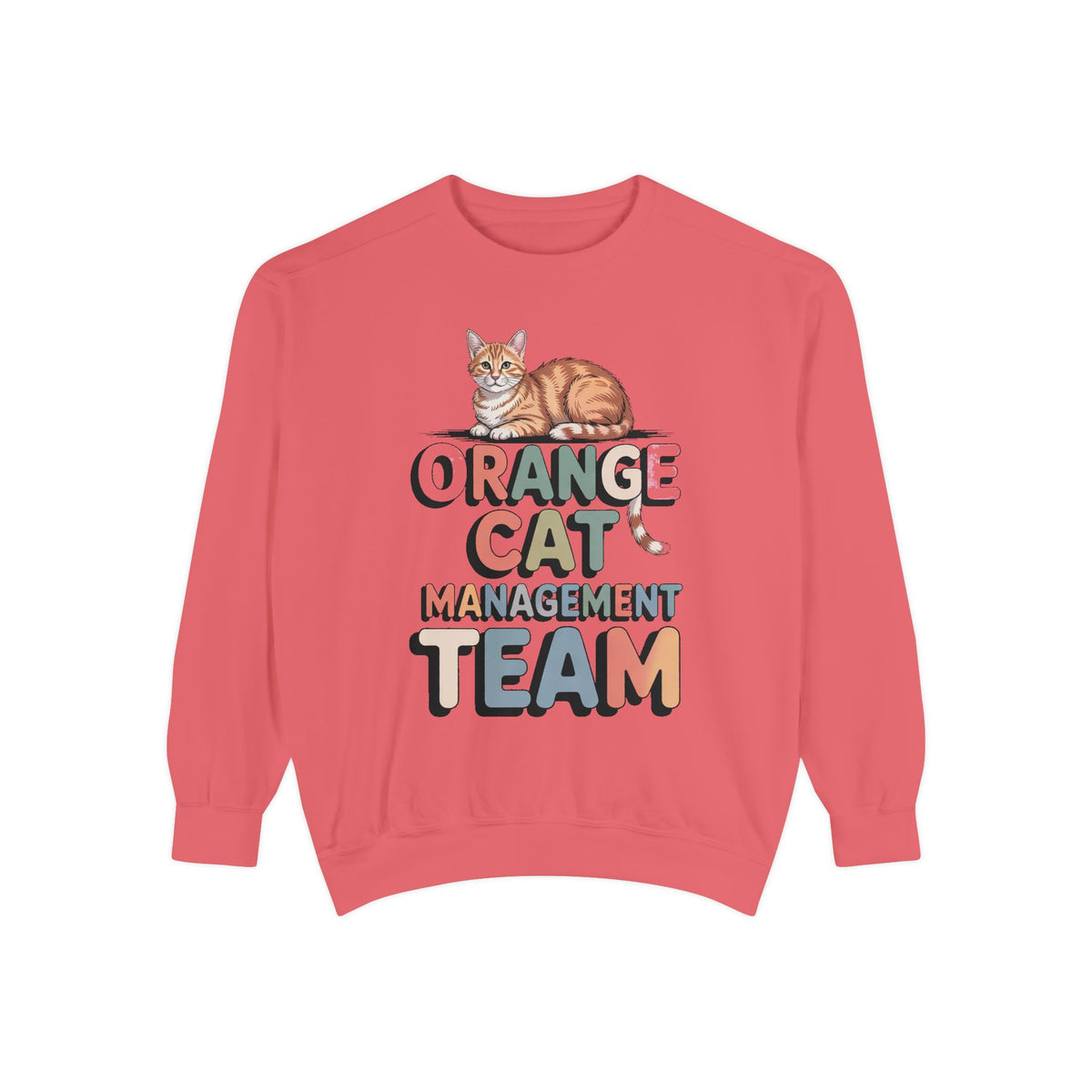 Orange Cat Mom Sweatshirt, Orange Cat Management Team Crewneck, Funny Family Roles Gift, Retro Cat Lover Sweater, Cat Mom Gift, Embroidered…