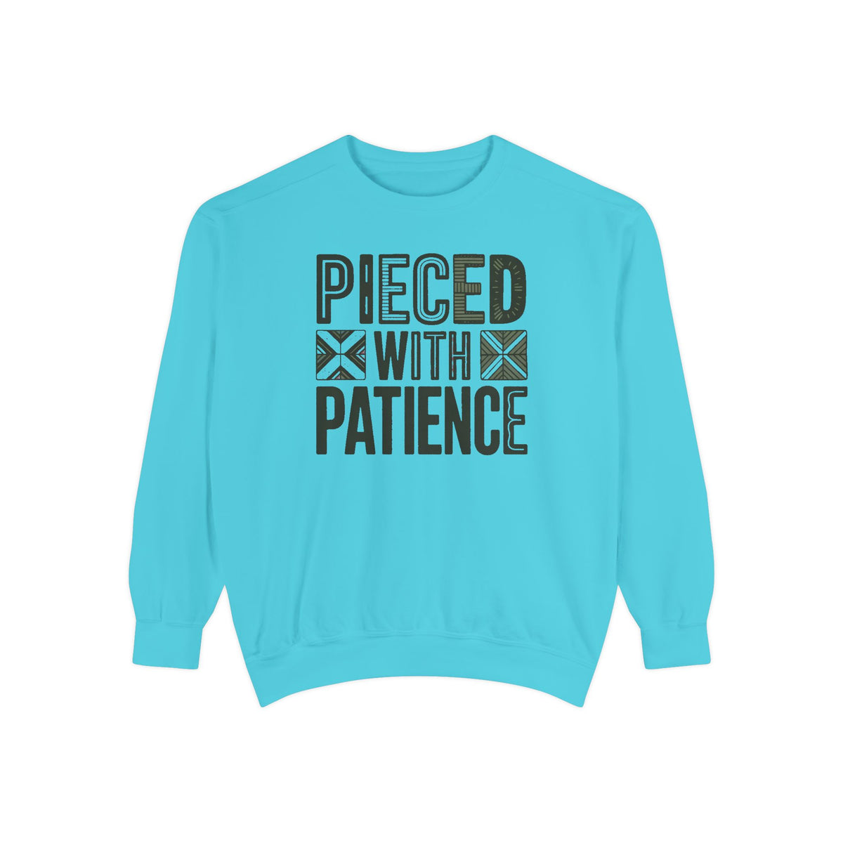 Quilting Sweatshirt, Pieced With Patience Crewneck, Gift For Quilter, Quilting Hobby Sweatshirt, Patchwork Lover Gift, Quilt Block Crewneck