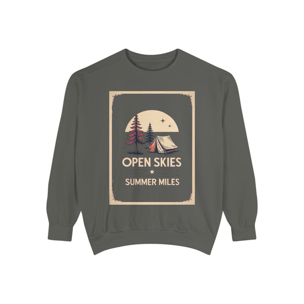 Camping Sweatshirt, Fourth of July Gift, Open Skies Summer Miles Crewneck, 4th of July Camping Tee, Patriotic Outdoor Sweatshirt, Camper Gi…