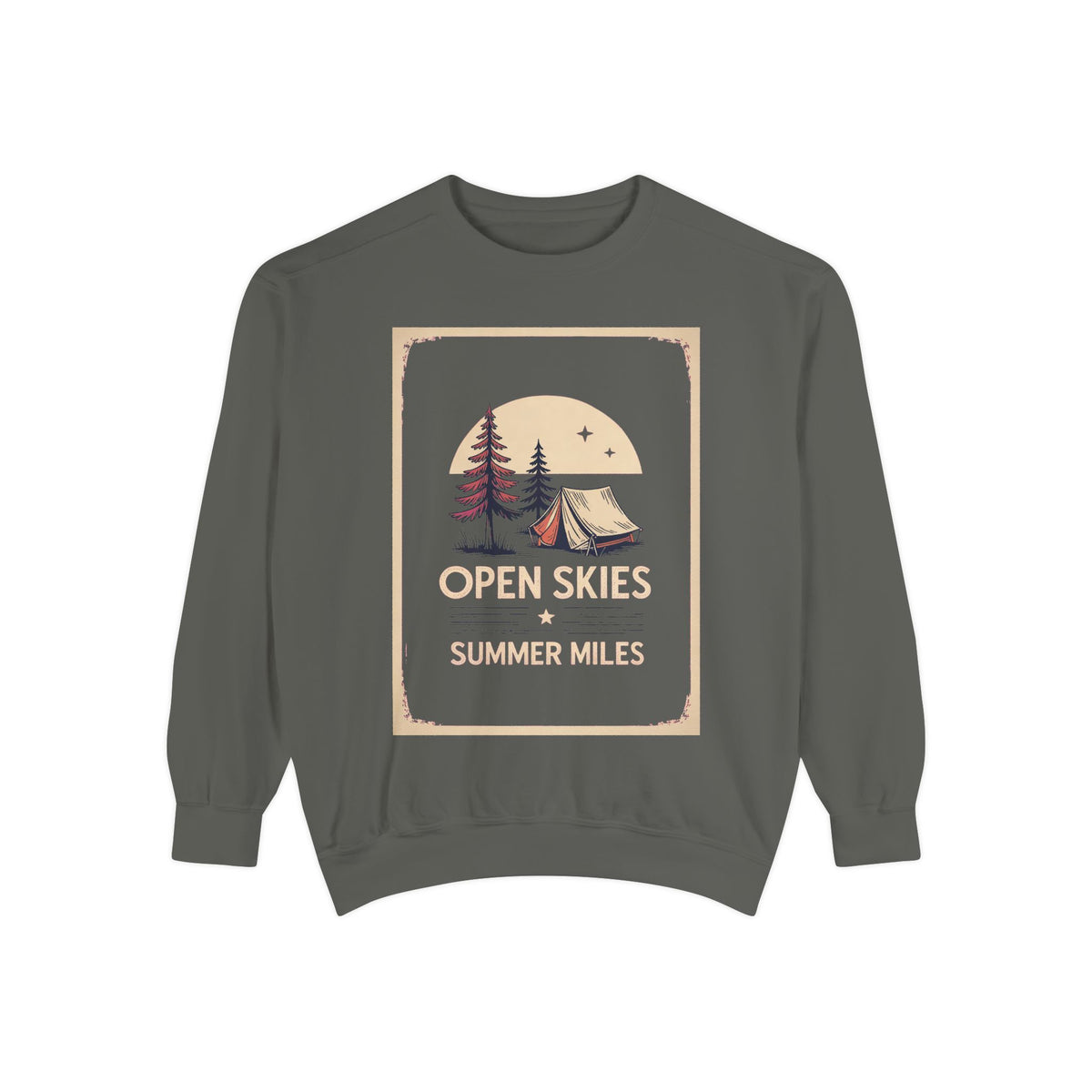 Camping Sweatshirt, Fourth of July Gift, Open Skies Summer Miles Crewneck, 4th of July Camping Tee, Patriotic Outdoor Sweatshirt, Camper Gi…
