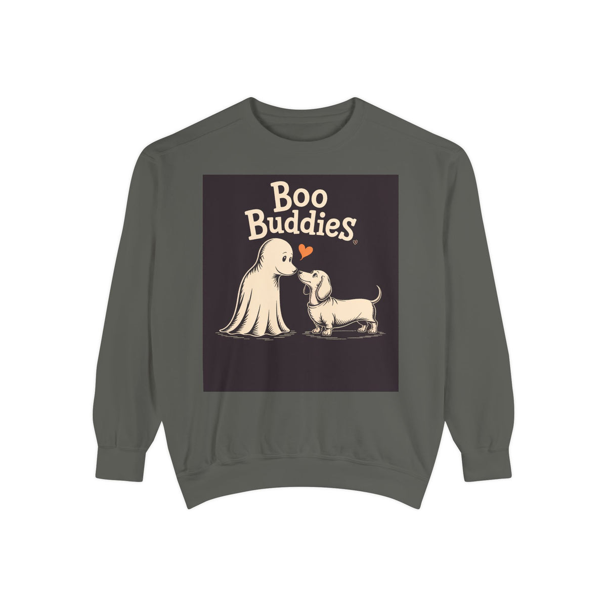 Boo Buddies Dog And Ghost Sweatshirt, Cute Dachshund Halloween Crewneck, Funny Ghost Dog Lover Halloween Gift