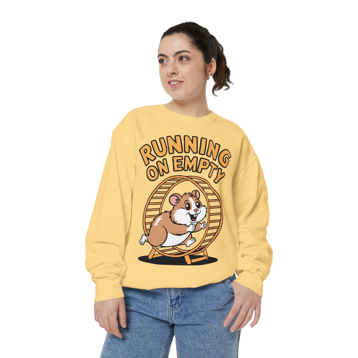 Running On Empty Hamster Sweatshirt, Funny Tired Hamster Crewneck, Cute Exhausted Wheel Shirt, Burnout Gift for Tired Mom Dad