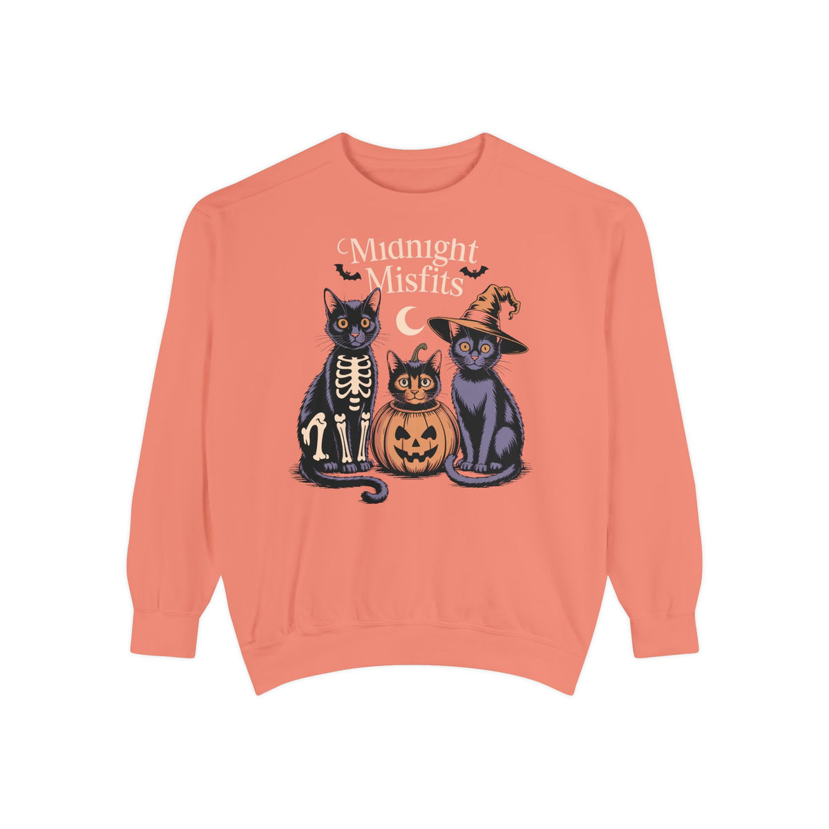 The Midnight Misfits Cats Halloween Sweatshirt, Funny Black Cat Costume Crewneck, Spooky Season Cat Lover Gift