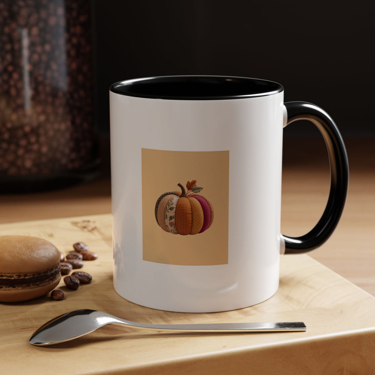 Patchwork Pumpkin Mug, Fall Halloween Coffee Cup, Quilted Pumpkin Ceramic Mug, Cottagecore Autumn Gift, Cozy Halloween Season Mug