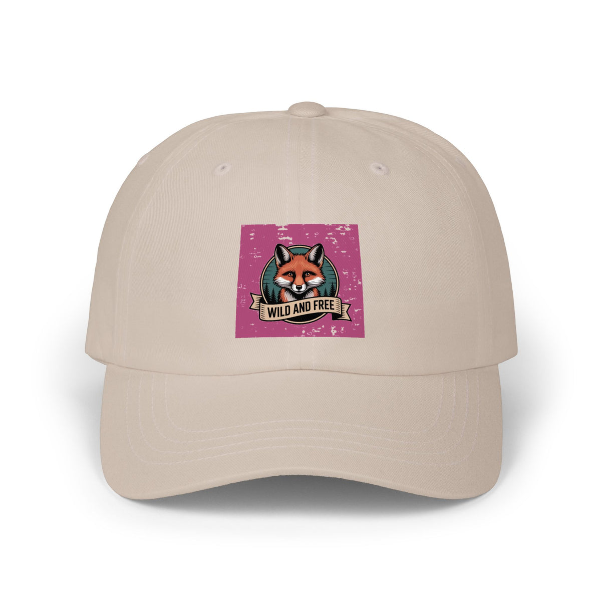 Retro Fox Dad Hat, Vintage Wildlife Badge Cap, Wild and Free Embroidered Hat, Outdoor Nature Lover Gift, Unstructured Baseball Cap