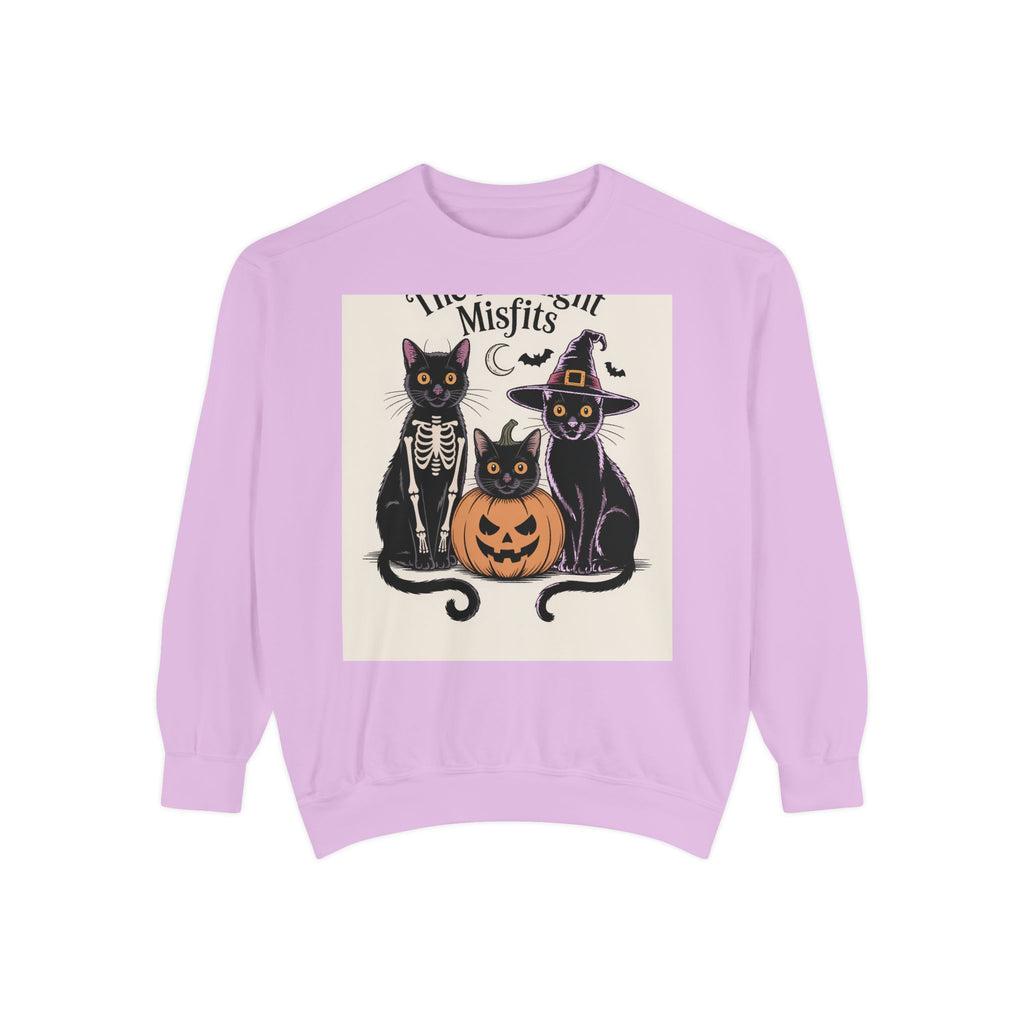 Halloween Black Cat Sweatshirt, Funny Cat Halloween Crewneck, Spooky Season Tee, The Midnight Misfits Cats Costume Shirt Gift