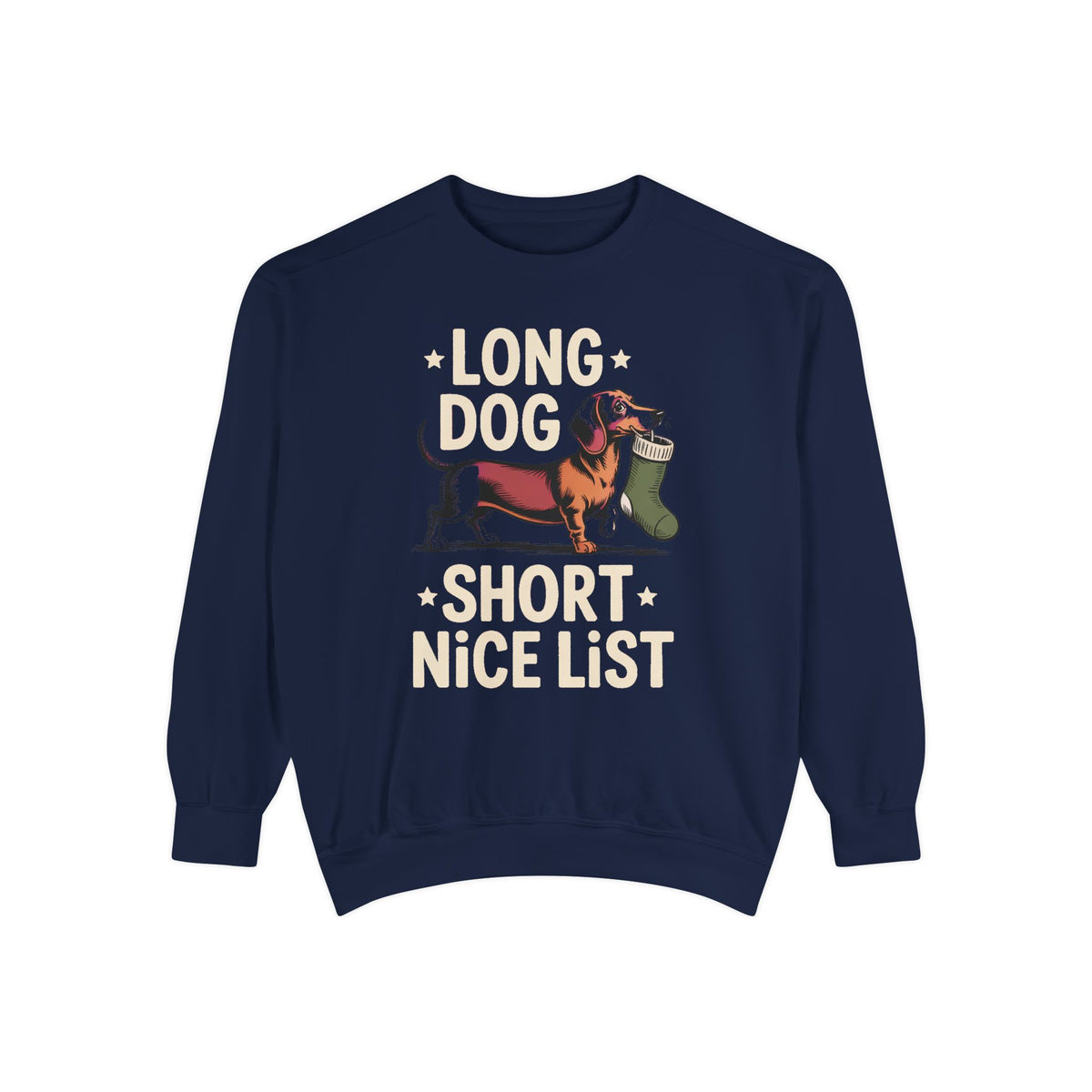 Dachshund Lover Sweatshirt, Funny Christmas Gift For Dog Mom, Long Dog Short Nice List Crewneck, Dachshund Christmas Sweatshirt, Weiner Dog…