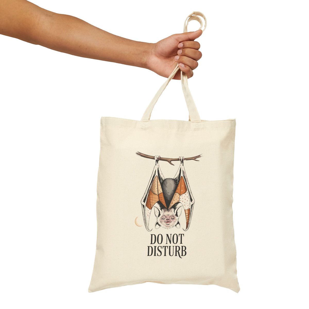 Do Not Disturb Bat Tote Bag, Halloween Canvas Tote, Cute Sleepy Bat Bag, Vintage Storybook Halloween Gift, Spooky Season Tote