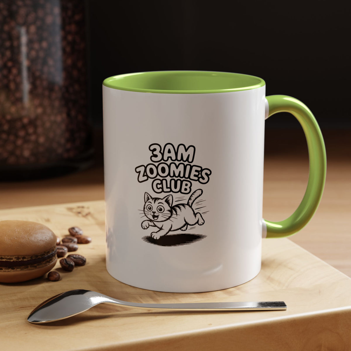 3AM Zoomies Club Mug, Funny Crazy Cat Coffee Mug, Cute Cartoon Cat Lover Gift, Zoomies Cat Owner Present, Ceramic Accent Mug
