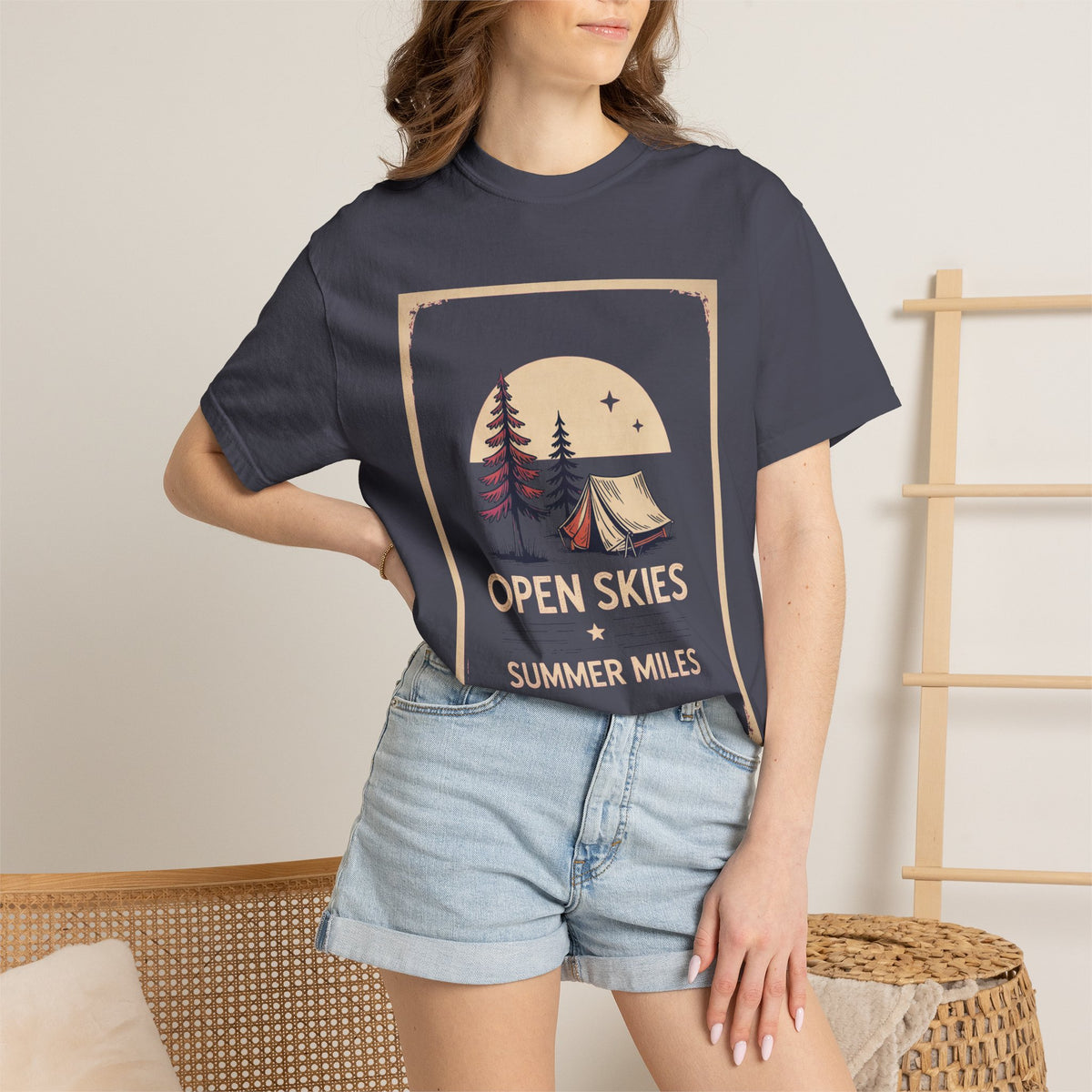 Camping Shirt, Fourth Of July Shirt, Open Skies Summer Miles Tee, 4th Of July Camping Gift, Retro Outdoor Tee, Camping Trip Shirt