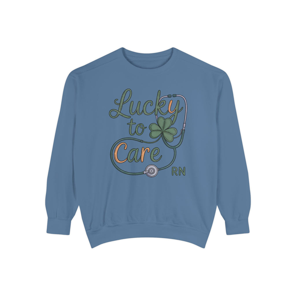 RN Nurse Sweatshirt, St Patrick's Day Gift For Nurse, Lucky To Care Crewneck, Nurse St Patricks Day Shirt, Shamrock Nurse Gift, RN Tee