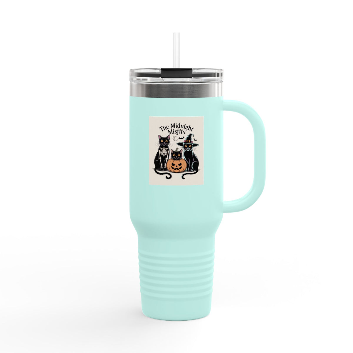 Halloween Cats Travel Mug, Funny Black Cat Tumbler 40oz, Spooky Season Insulated Cup, Cute Cat Costume Halloween Gift