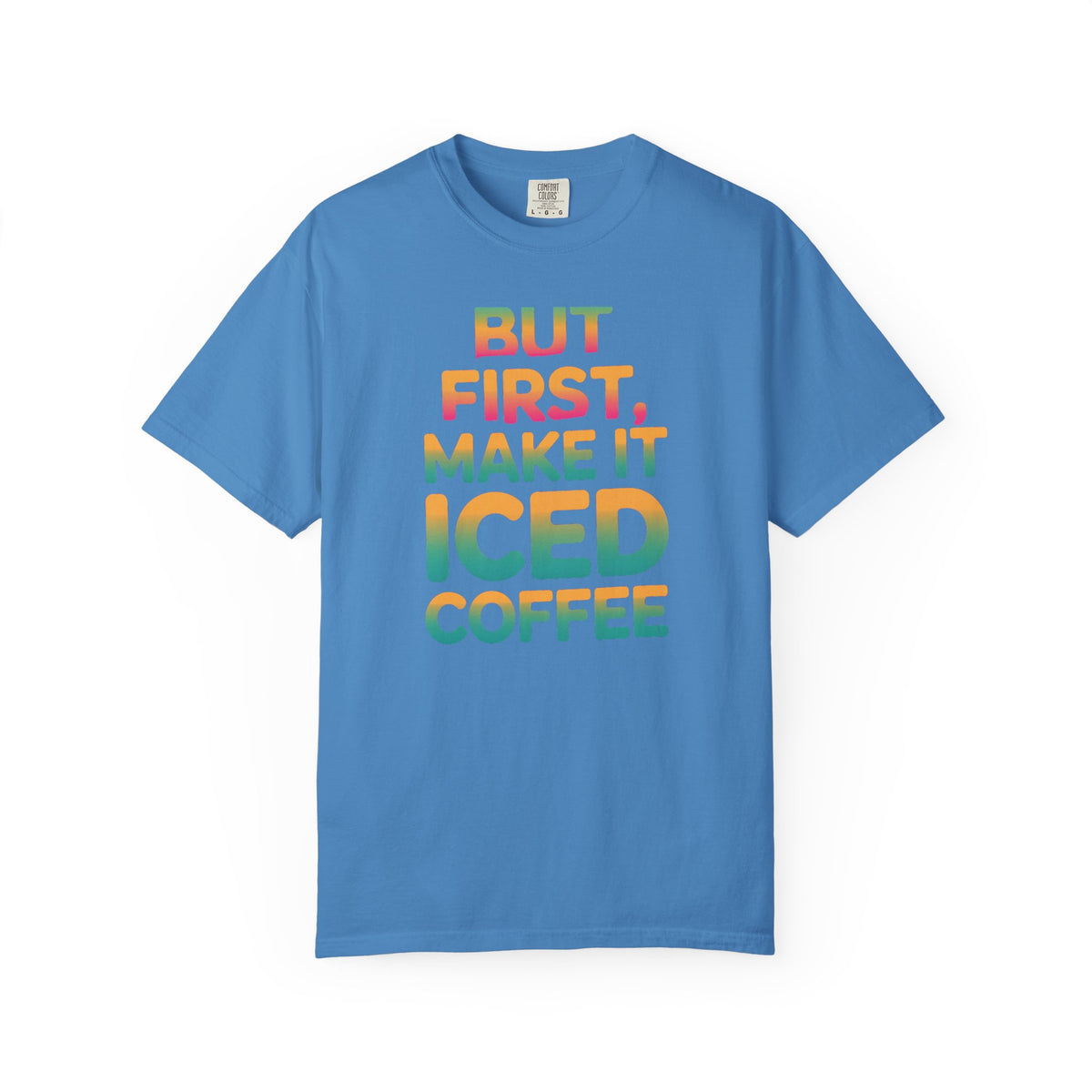 But First Make It Iced Coffee Shirt, Retro Gradient Coffee Lover Tee, Funny Iced Coffee Addict T-Shirt, Cute Summer Gift
