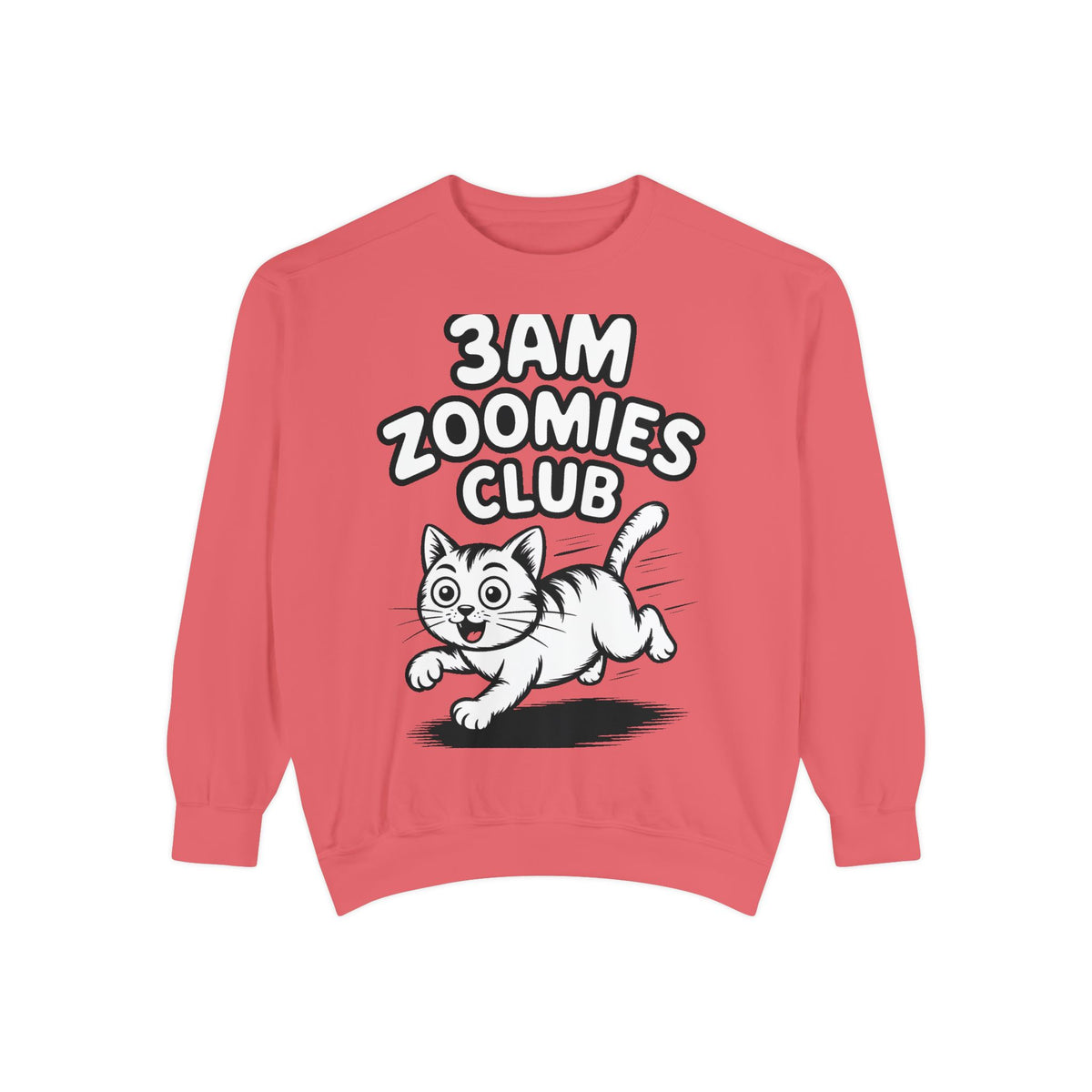 3AM Zoomies Club Sweatshirt, Funny Cat Crewneck, Cute Crazy Cat Lover Gift, Embroidered Patch Style Cat Sweatshirt