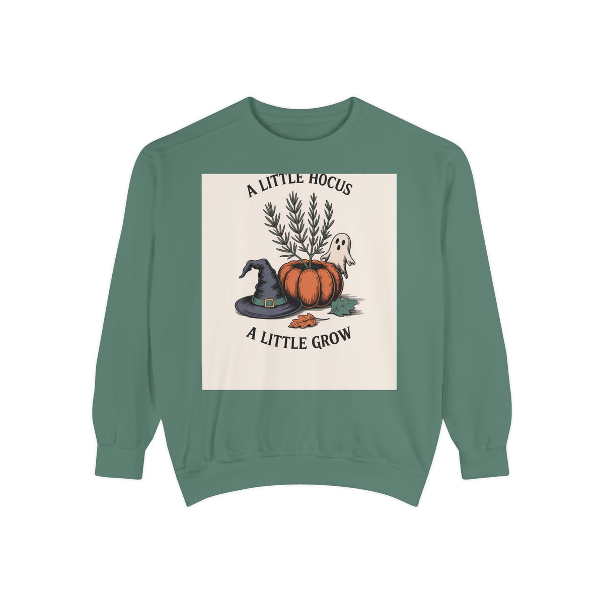 A Little Hocus A Little Grow Sweatshirt, Halloween Pumpkin Planter Crewneck, Witchy Botanical Sweatshirt, Cozy Fall Halloween Shirt
