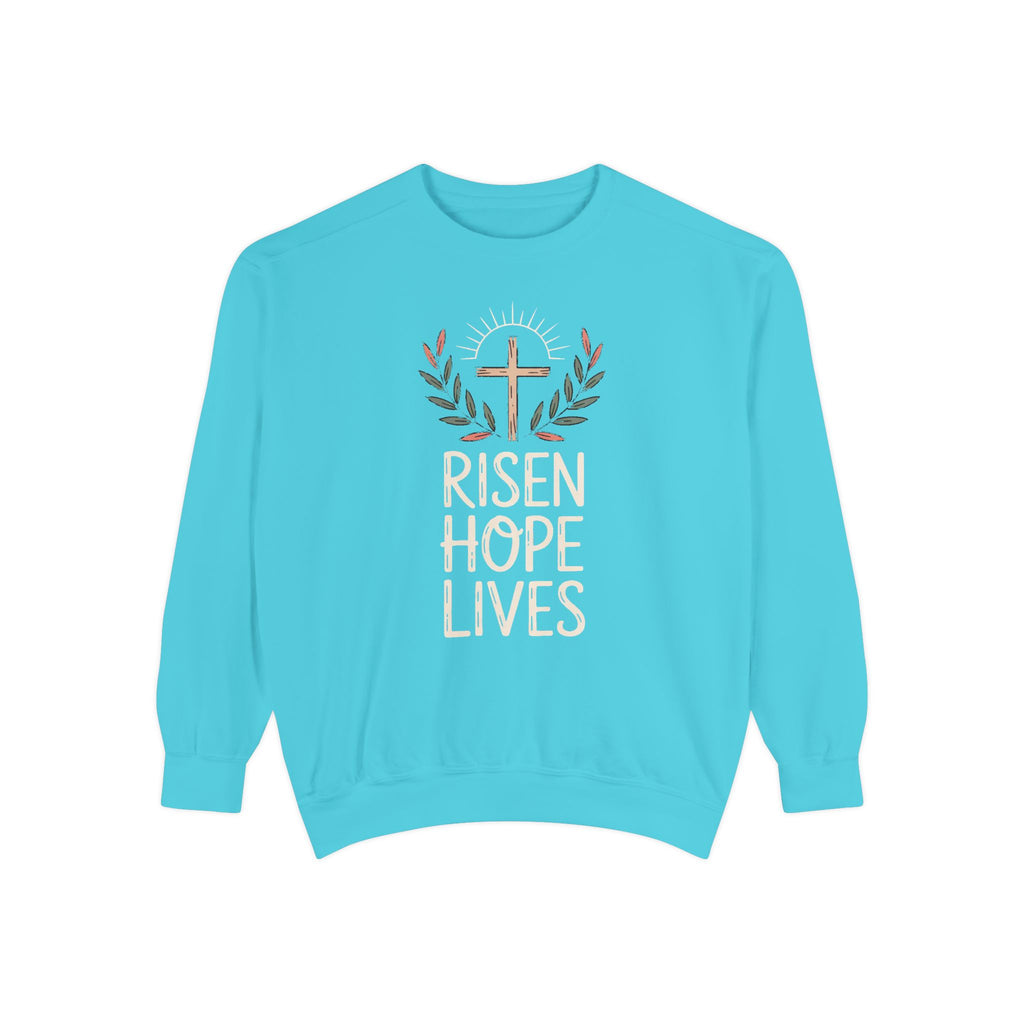 Christian Easter Sweatshirt, Risen Hope Lives Crewneck, He Is Risen Gift, Religious Easter Crewneck, Faith Based Easter Gift, Cross Sweatsh…