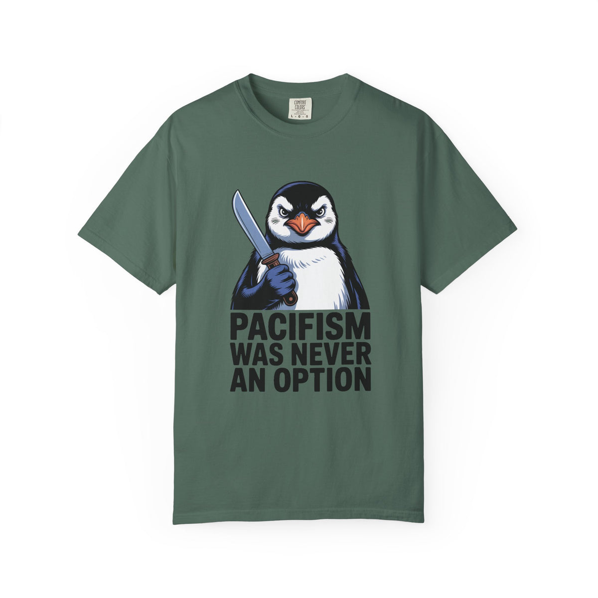 Funny Penguin Shirt, Pacifism Was Never An Option Tee, Dramatic Penguin With Knife T-Shirt, Sarcastic Meme Gift Shirt