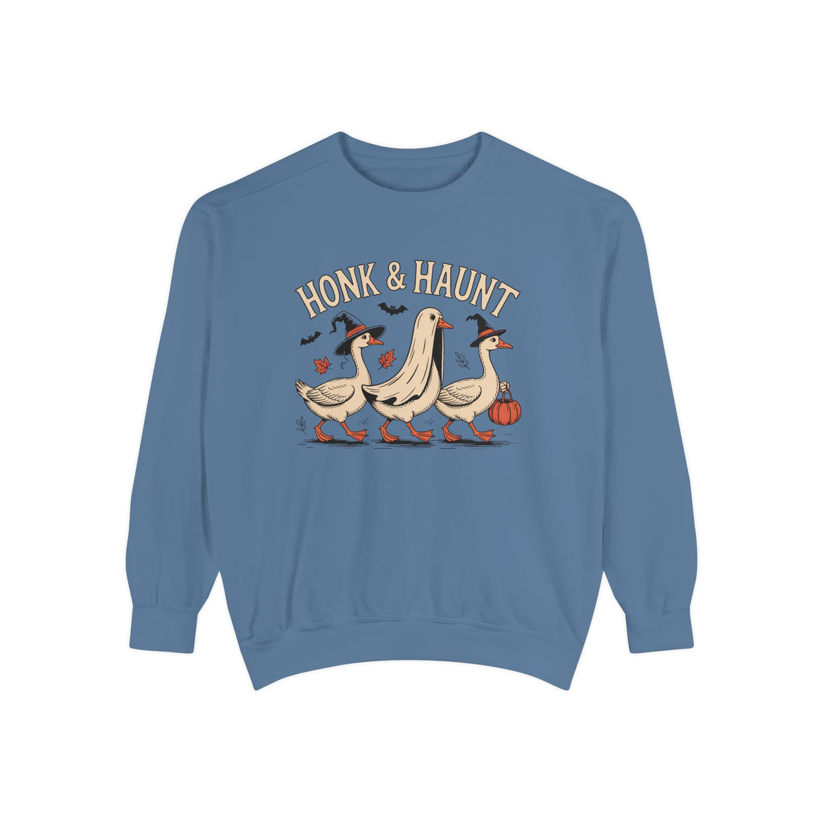 Honk & Haunt Geese Sweatshirt, Funny Halloween Goose Crewneck, Vintage Spooky Season Sweatshirt, Bird Lover Halloween Gift