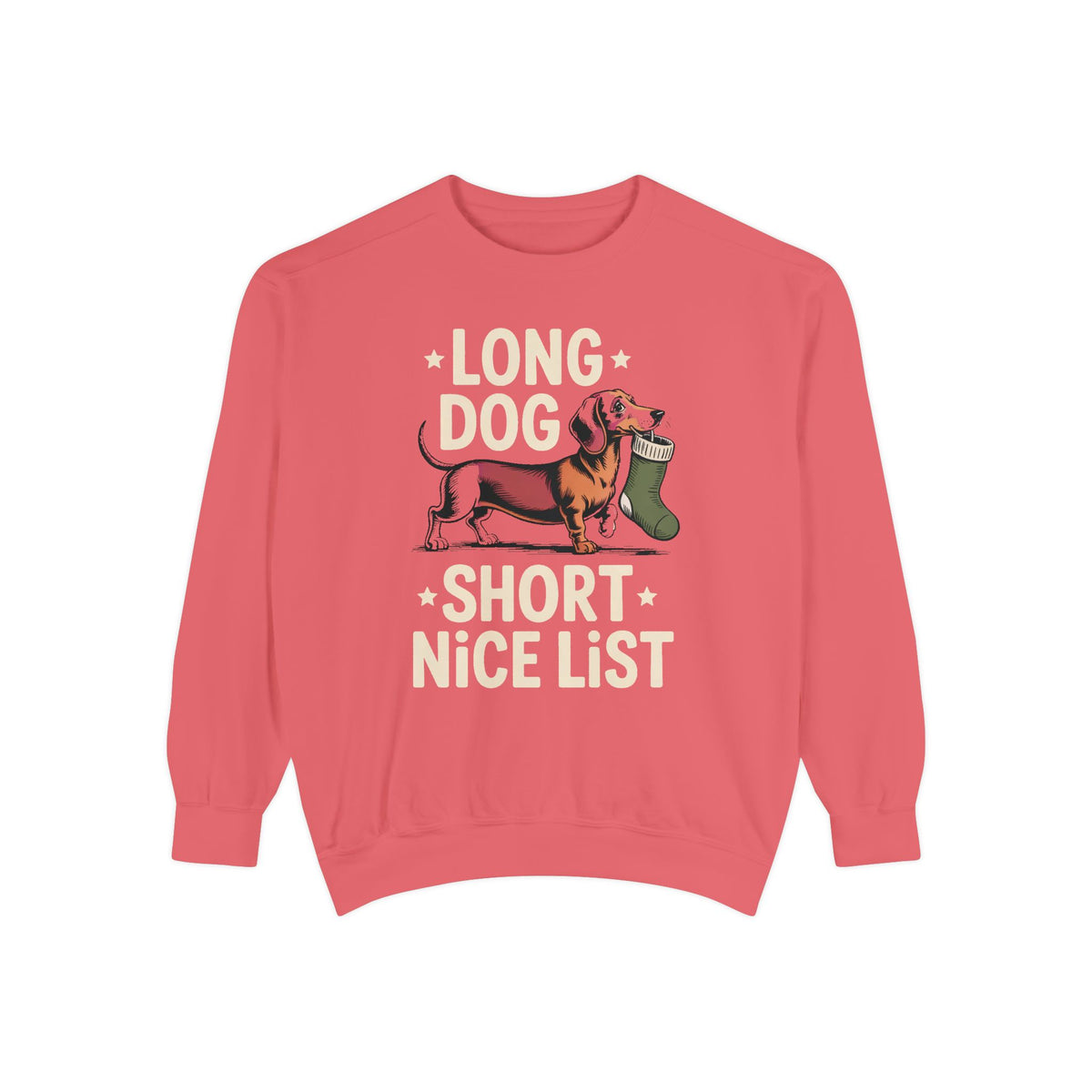 Dachshund Lover Sweatshirt, Funny Christmas Gift For Dog Mom, Long Dog Short Nice List Crewneck, Dachshund Christmas Sweatshirt, Weiner Dog…