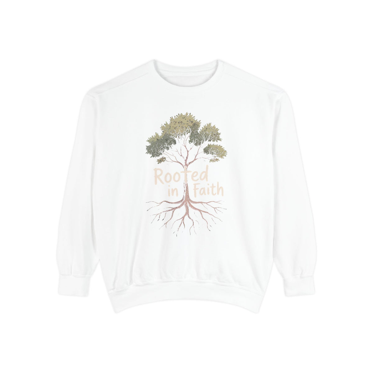 Rooted In Faith Sweatshirt, Christian Minimalist Crewneck, Faith Based Gift, Botanical Cross Tree Sweatshirt, Religious Positive Message Tee