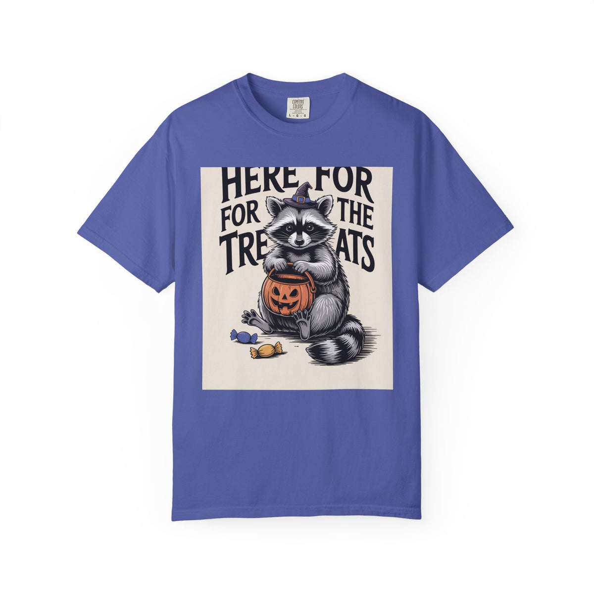 Here For The Treats Raccoon Shirt, Funny Halloween T-Shirt, Vintage Trick Or Treat Tee, Spooky Season Raccoon Gift