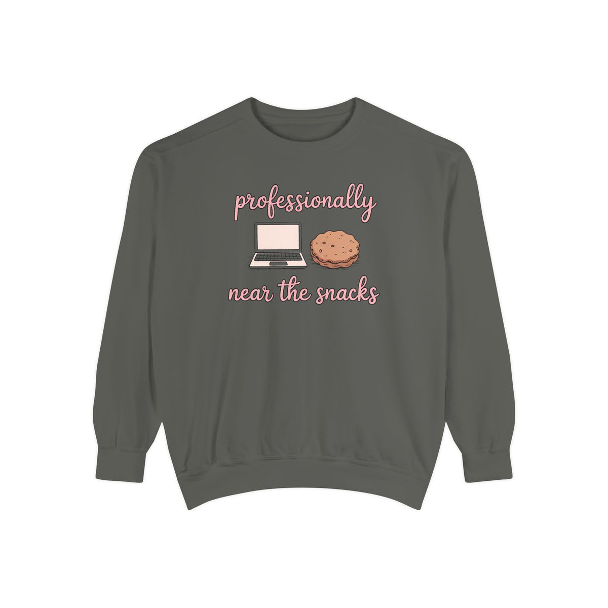 Remote Worker Sweatshirt, Professionally Near The Snacks, Funny Work From Home Gift, Sarcastic Office Crewneck, Coworker Christmas Gift, WF…