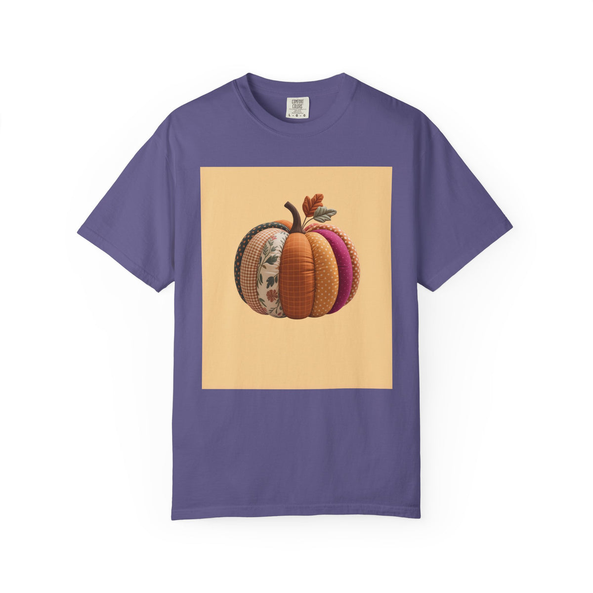 Patchwork Pumpkin T-Shirt, Cute Fall Pumpkin Halloween Shirt, Quilted Autumn Pumpkin Tee, Cozy Halloween Gift