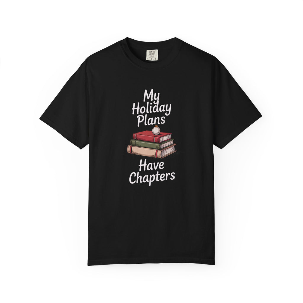 Bookish Christmas Shirt, My Holiday Plans Have Chapters, Book Lover Christmas Gift, Funny Reader Tee, Bookworm Holiday Shirt, Book Club Chr…