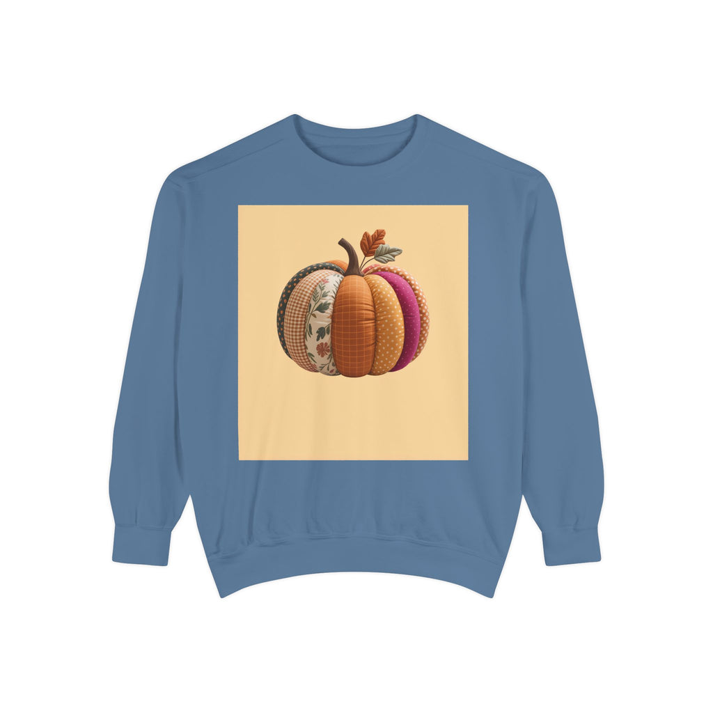 Patchwork Pumpkin Sweatshirt, Fall Quilted Pumpkin Crewneck, Halloween Shirt, Cozy Autumn Gift, Embroidered Style Pumpkin Sweater