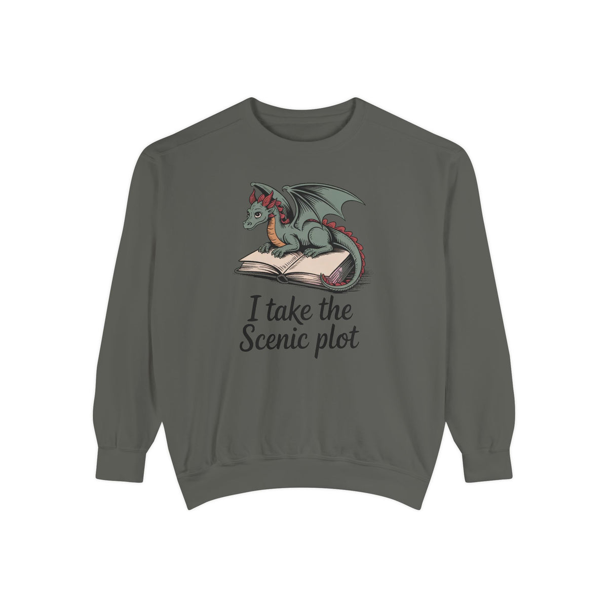 Fantasy Reader Sweatshirt, I Take The Scenic Plot, Dragon Book Lover Gift, Bookish Hobby Sweatshirt, Cute Dragon Reading Tee, Gift For Book…