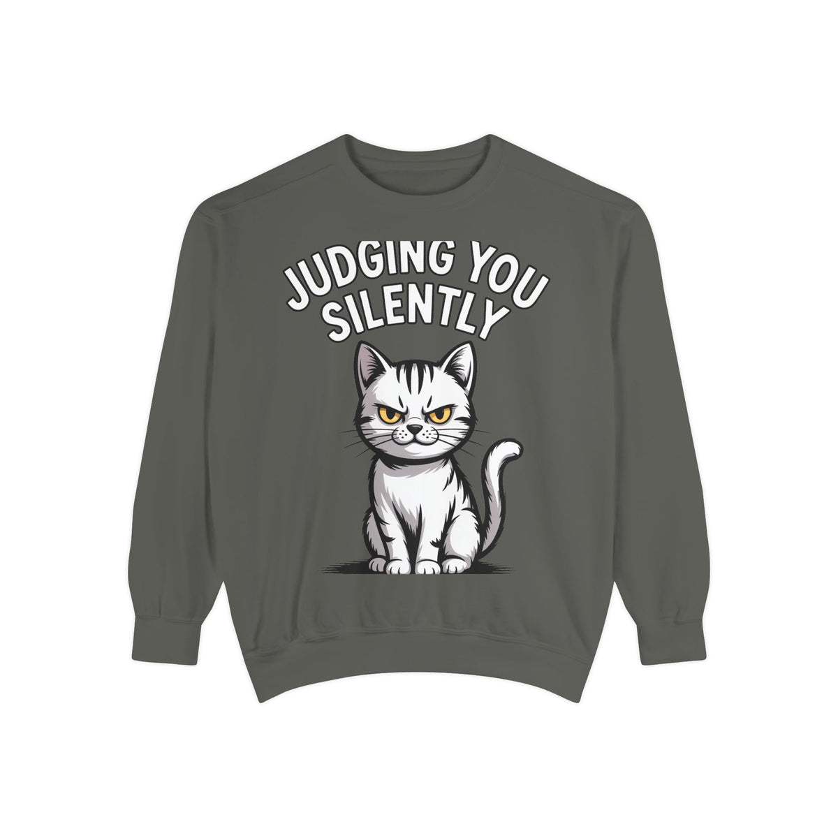 Judging You Silently Cat Sweatshirt, Funny Cat Lover Crewneck, Sarcastic Cat Embroidered Patch Style Sweatshirt, Cute Cat Gift