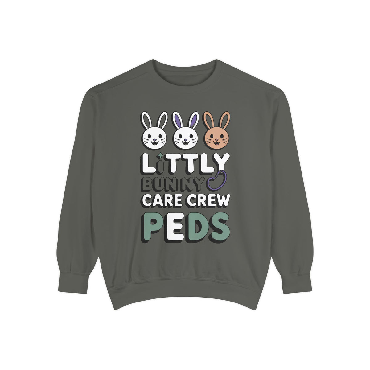 Pediatric Nurse Sweatshirt, Little Bunny Care Crew, Easter Gift For Peds Nurse, Cute Bunny Nurse Shirt, Easter Nurse Appreciation Sweatshir…