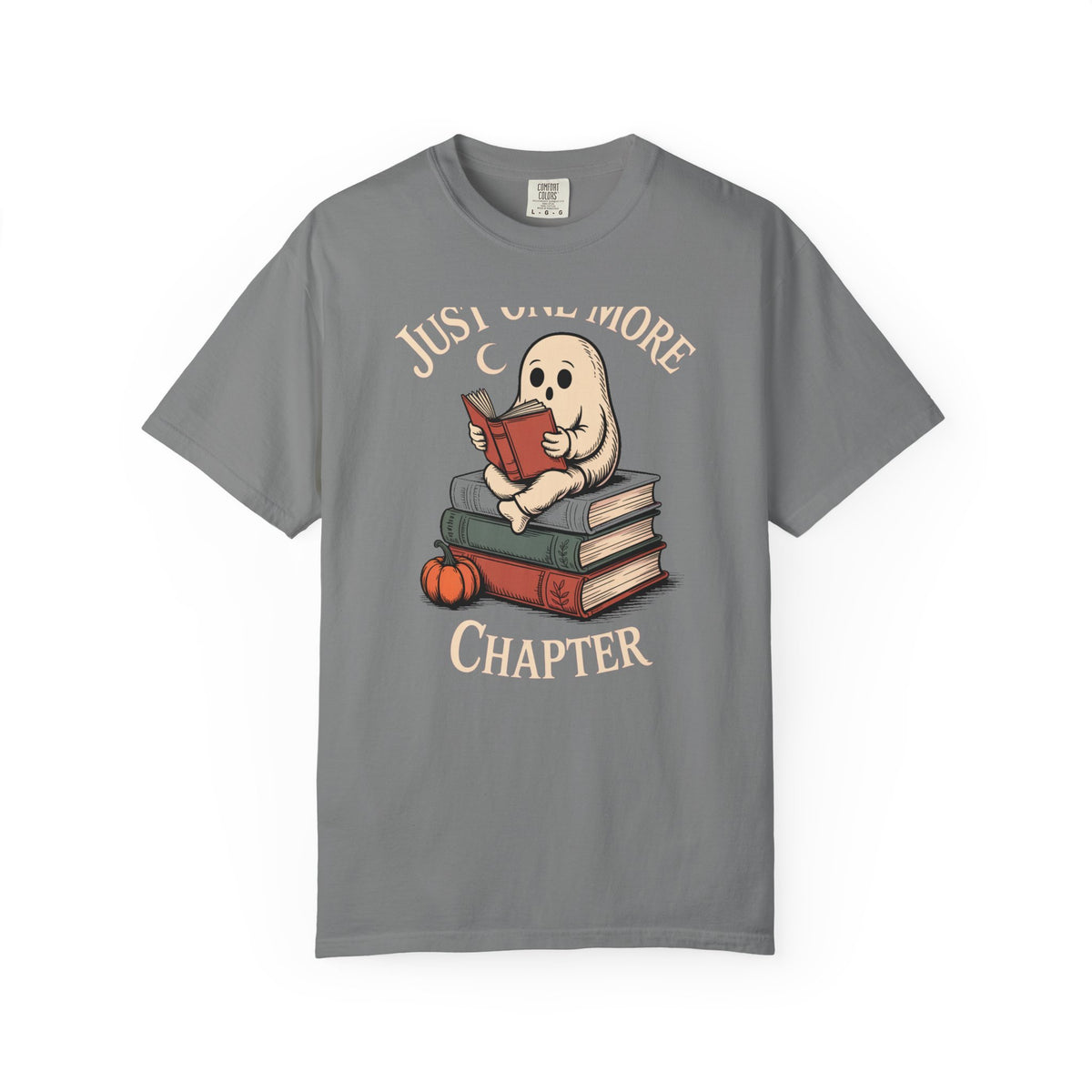 Just One More Chapter Ghost Shirt, Halloween Reading Tee, Bookworm Ghost T-Shirt, Cozy Spooky Season Gift for Book Lovers