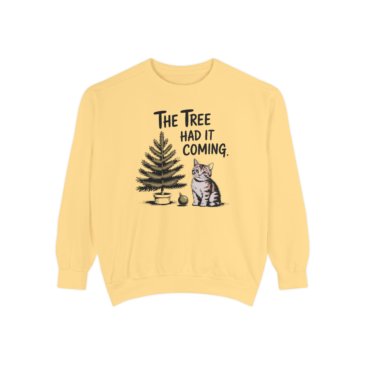 Cat Lover Sweatshirt, Funny Christmas Cat Gift, The Tree Had It Coming Crewneck, Cat Mom Christmas Sweater, Funny Holiday Gift For Cat Love…